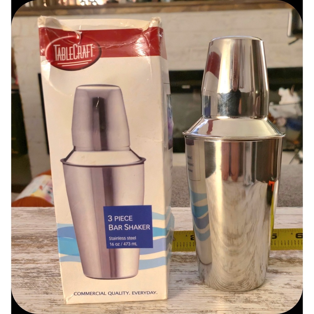 TableCraft 376 3 Piece Bar Shaker Stainless Steel 16oz Cocktail Set Damaged Box